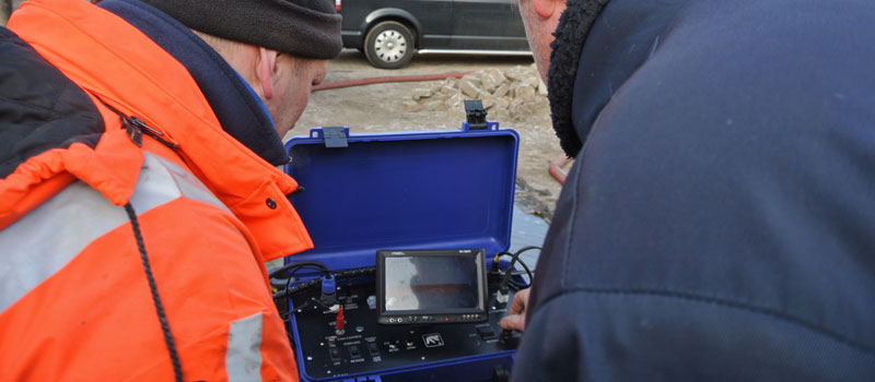 Camera-inspectie pompput voor het vaststellen van de verstopping van de filterspleten. En voor na-controle.